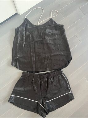 Black Satin Victoria Secret pj set